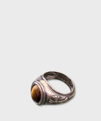 Left-handed silver ring with oval brown agate, size L silver