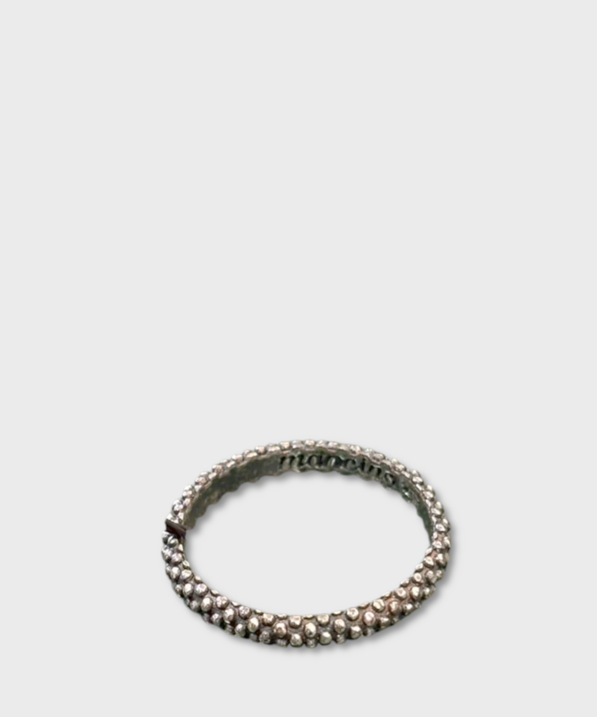 Left-handed silver ring, thin dotted band, size XL, silver