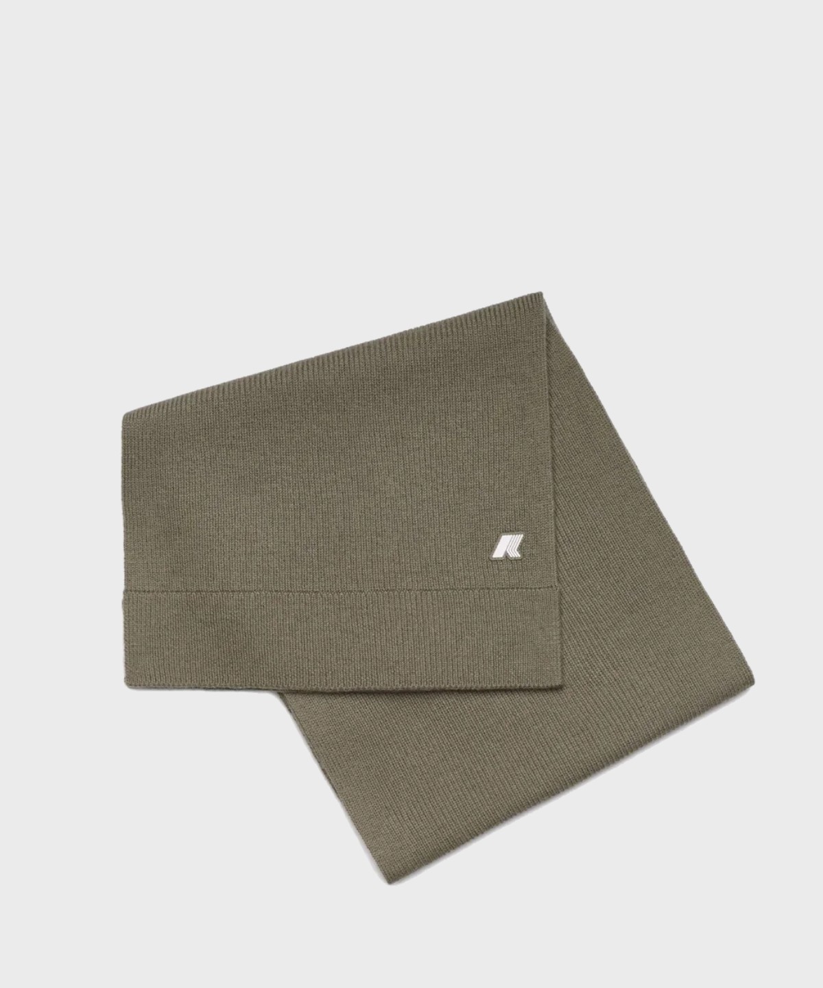 Kway Etienne Cardigan scarf in army green wool