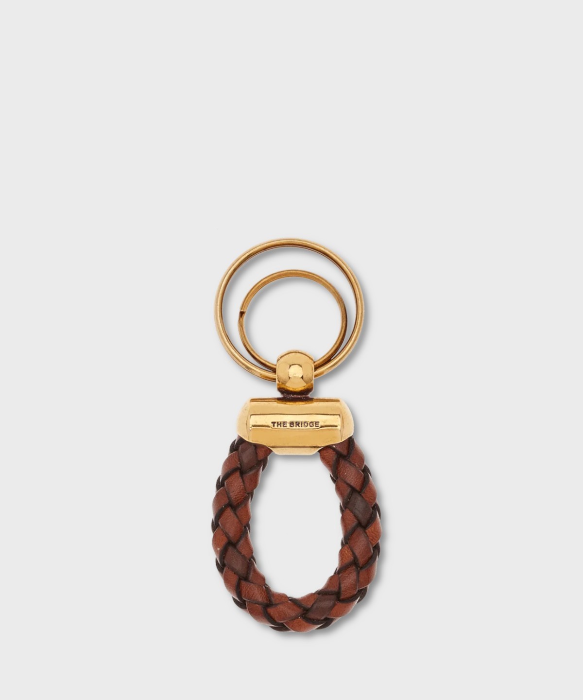 The Bridge Story Brown Braided Leather Keychain