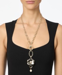 Sodini La Dame collana con maglia ovale e fiore pendente, oro