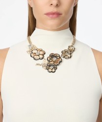 Sodini La Dame collana corta con fiori e pietre, oro