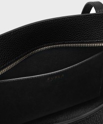 Furla Ava M black leather zip-up shopper bag