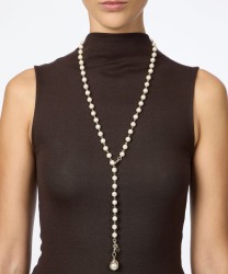Sodini Daphne long necklace with pearls and pendant, gold