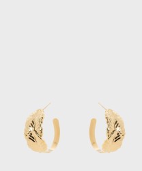 Sodini Daphne hoop earrings with leaves, gold