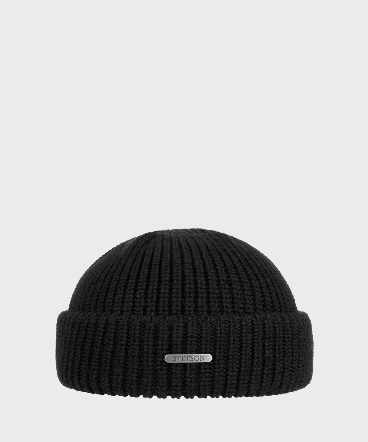 Stetson Beanie Ribbed Merino Wool Hat Black