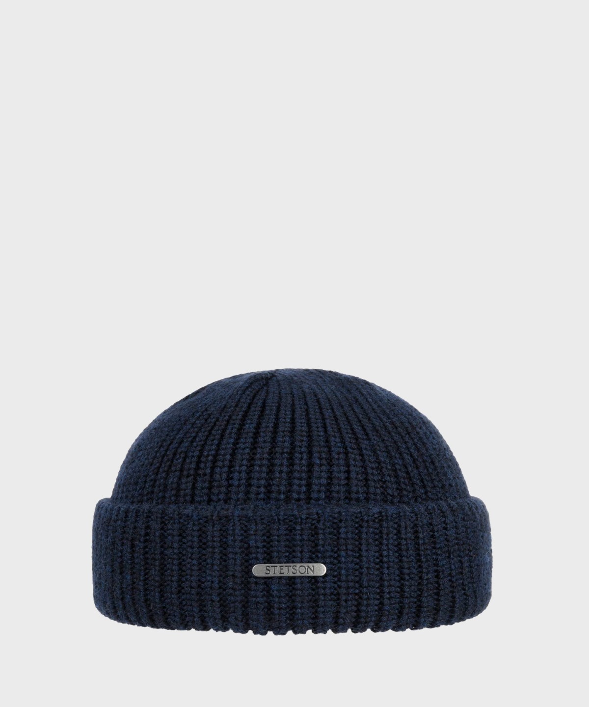 Stetson Beanie Merino Wool Ribbed Hat Navy Blue
