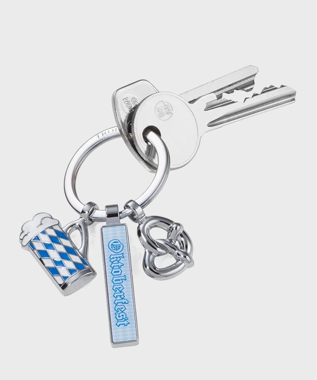 Troika Oktoberfest beer pretzel keyring, 3 charms