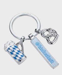 Troika Archive Oktoberfest Beer Pretzel Keychain, 3 Metal Charms
