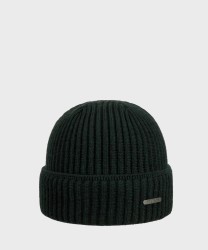 Stetson Beanie Hat in Dark Green Merino Wool