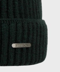 Stetson Beanie Hat in Dark Green Merino Wool