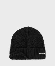Stetson Beanie berretto a punto riso in lana merino nero