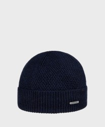 Stetson Beanie Knit Hat in Merino Wool Navy Blue