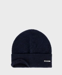 Stetson Beanie Knit Hat in Merino Wool Navy Blue