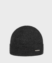 Stetson Beanie berretto a punto riso in lana merino grigio