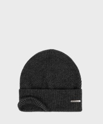 Stetson Beanie Hat in Rice Stitch Merino Wool Grey