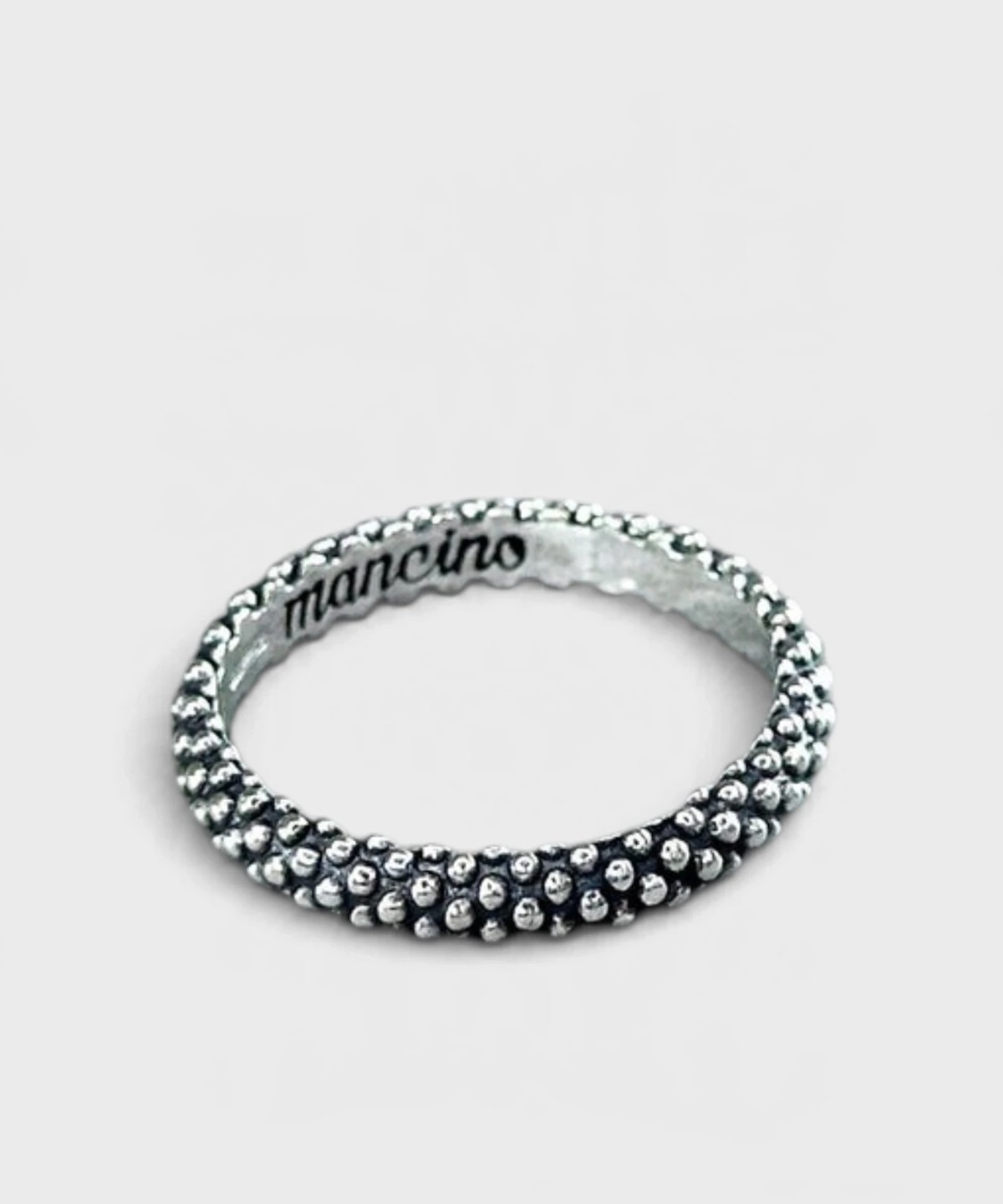 Left-handed thin dotted silver ring, size XL