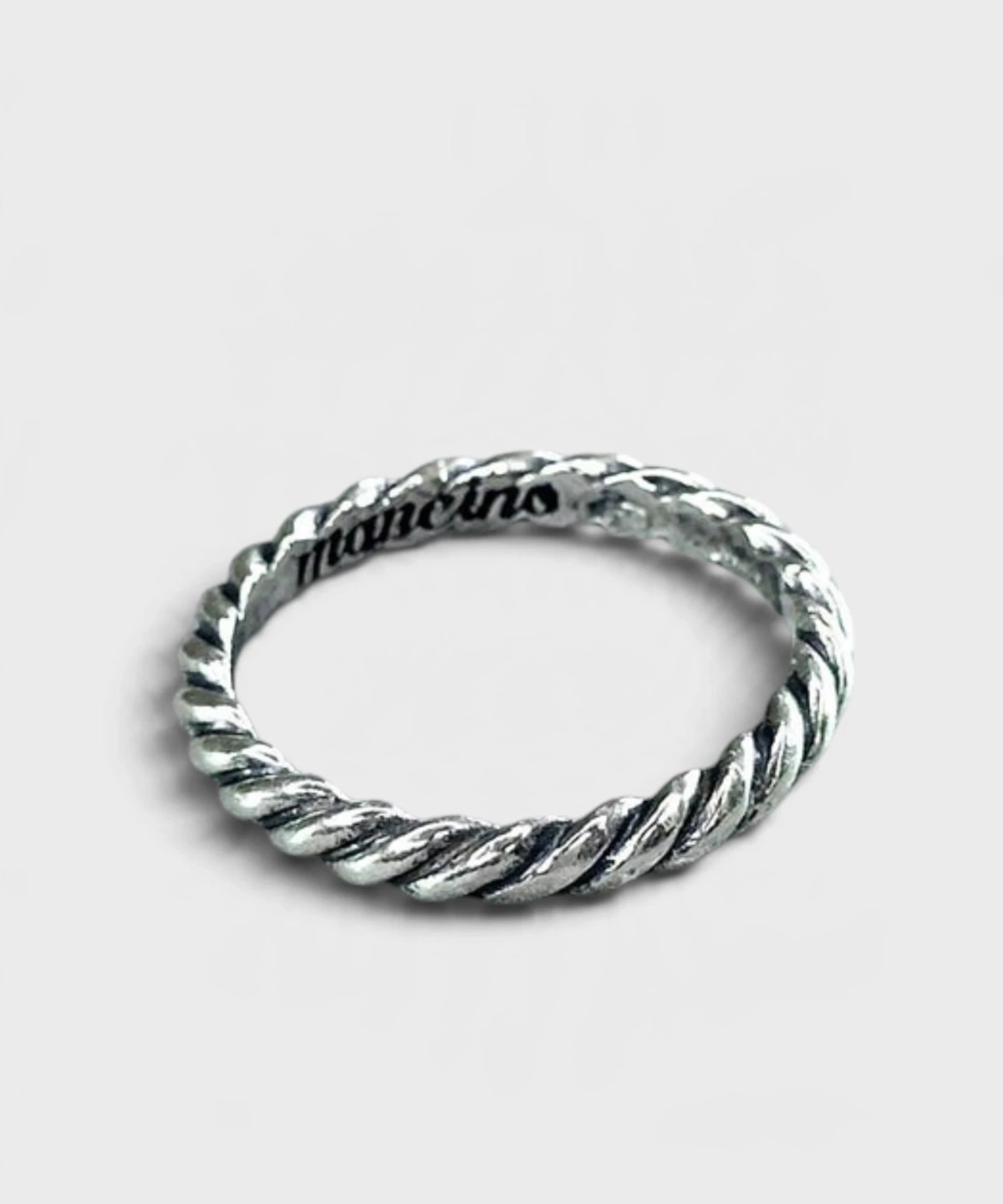 Left-handed silver ring with fine braid, size XL