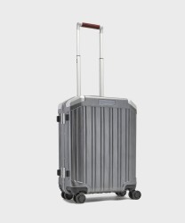 Piquadro PQLM trolley cabina a 4 ruote in policarbonato e pelle nero e cuoio con chiusura fingerprint