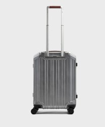 Piquadro PQLM trolley cabina a 4 ruote in policarbonato e pelle nero e cuoio con chiusura fingerprint