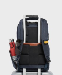 Piquadro Oberon zaino porta PC 14 pollici in pelle e tessuto blu