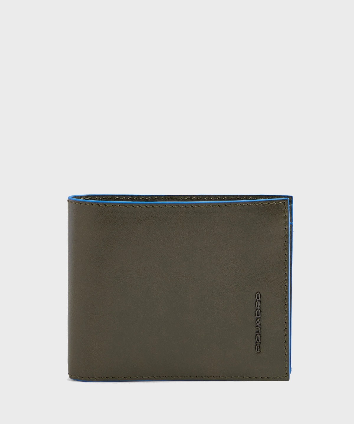 Piquadro Blue Square portafoglio uomo con portamonete e volantino staccabile verde oliva