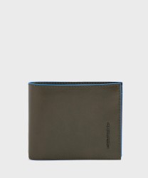 Piquadro Blue Square portafoglio uomo con portamonete e volantino staccabile verde oliva