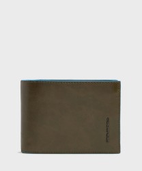 Piquadro Blue Square portafoglio uomo con portamonete e porta documenti verde oliva