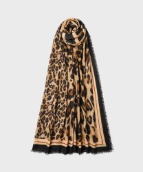 Marella Aerosi foulard animalier in modal, marrone e nero