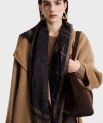 Marella Aerosi scialle in modal stampa animalier, marrone e nero