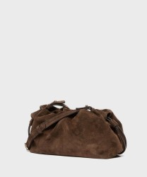 Marella Cime pochette in pelle scamosciata con tracolla, testa di mor