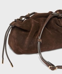 Marella Cime pochette in pelle scamosciata con tracolla, testa di mor
