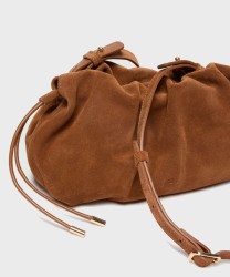 Marella Cime pochette in pelle scamosciata con tracolla, tabacco