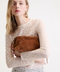 Marella Cime borsa pochette a tracolla in suede marrone tabacco