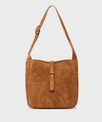 Marella Leva borsa a spalla in pelle suede marrone cuoio