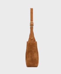 Marella Leva borsa a spalla in pelle suede marrone cuoio