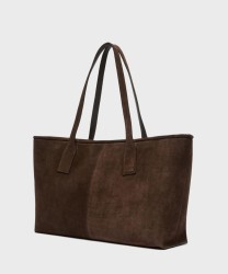 Marella Ecru borsa shopper in suede marrone