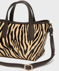 Marella Tecnico borsa a mano e a tracolla con stampa zebrata in pelle nero marrone
