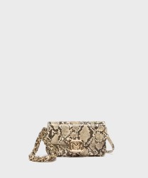 Marella Le Muse Era borsa a mano e a tracolla in pelle vegana stampa pitone, beige