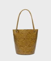 Marella Sarong borsa secchiello a spalla in pelle vegana stampa rettile, verde olio