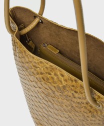 Marella Sarong borsa secchiello a spalla in pelle vegana stampa rettile, verde olio