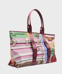 Lancel Paris Mistral Rollable L borsa a spalla ripiegabile in nylon multicolor