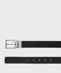 Lancel Paris Alban cintura reversibile con stampa monogramma in pelle nera