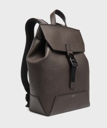 Lancel Paris Milo zaino con patta porta pc 15,6'' in pelle marrone macadamia