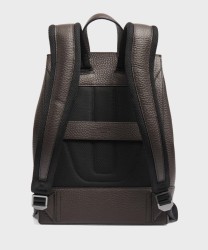 Lancel Paris Milo zaino con patta porta pc 15,6'' in pelle marrone macadamia