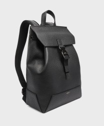 Lancel Paris Milo zaino con patta porta pc 15,6'' in pelle nero