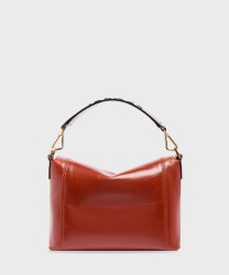 Lancel Paris Ninon Soft M borsa a mano e a tracolla con patta in pelle marrone brick