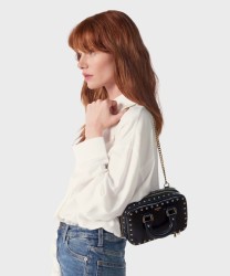 Lancel BCBG mini borsa vanity in pelle nera con tracolla e manico a catena | Galise dal 1907