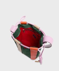 Lancel Paris Elles borsa secchiello a spalla in pelle e suede, amazon green multico