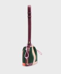 Lancel Paris Elles borsa secchiello a spalla in pelle e suede, amazon green multico
